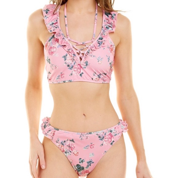 LoveShackFancy Frost Bikini Set Rosy Peaches S - Picture 8 of 9